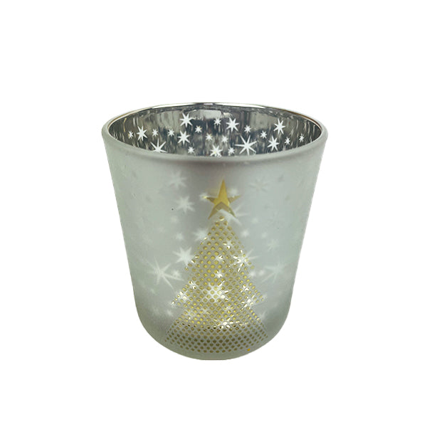 Silver Christmas Tree Glass Candle Jar (Large) image 0