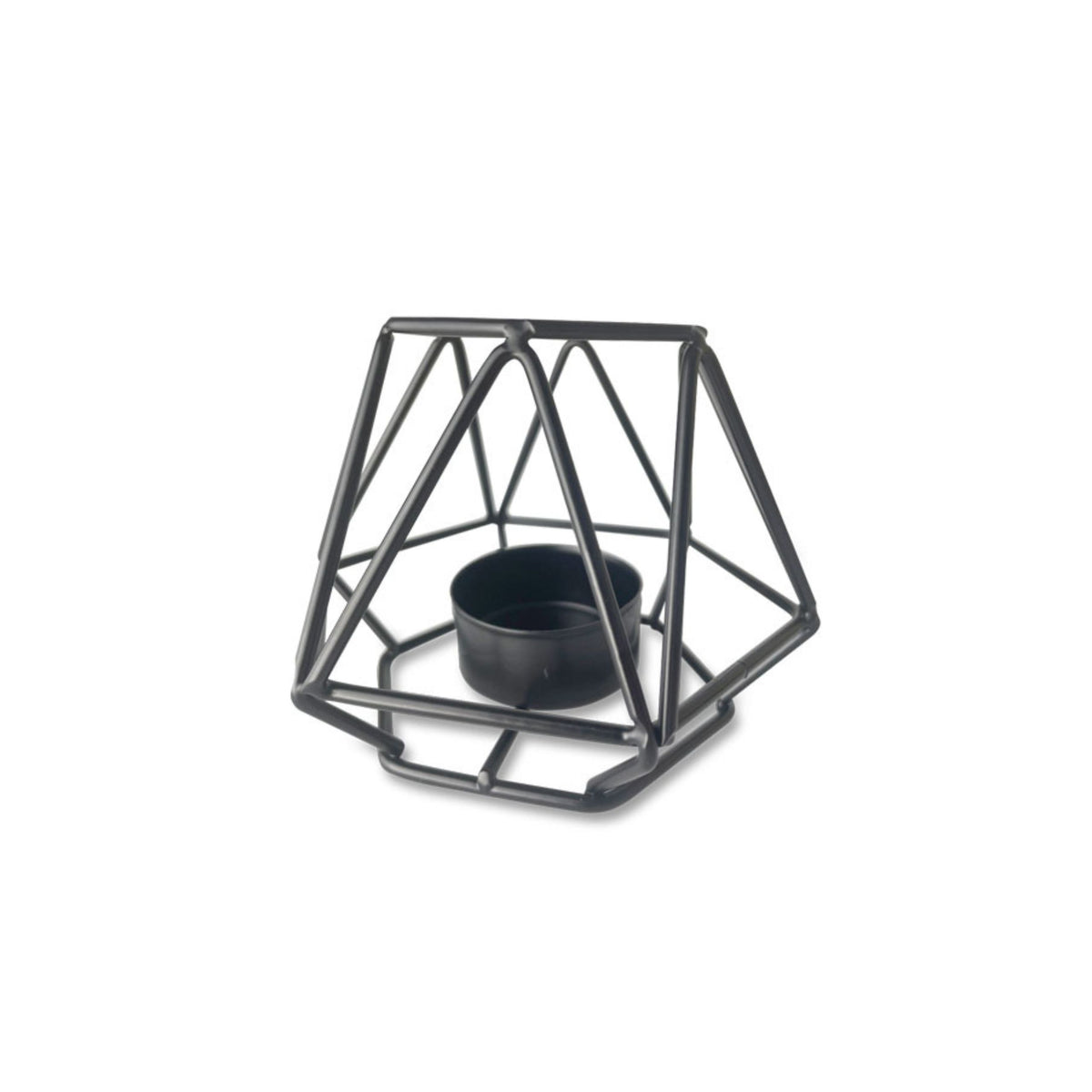 Black Geometric Metal Tealight Holder