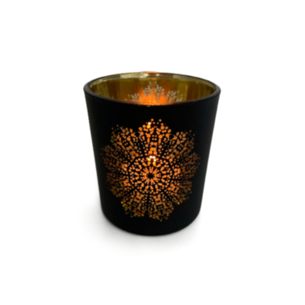 Black Mandala Glass Candle Jar