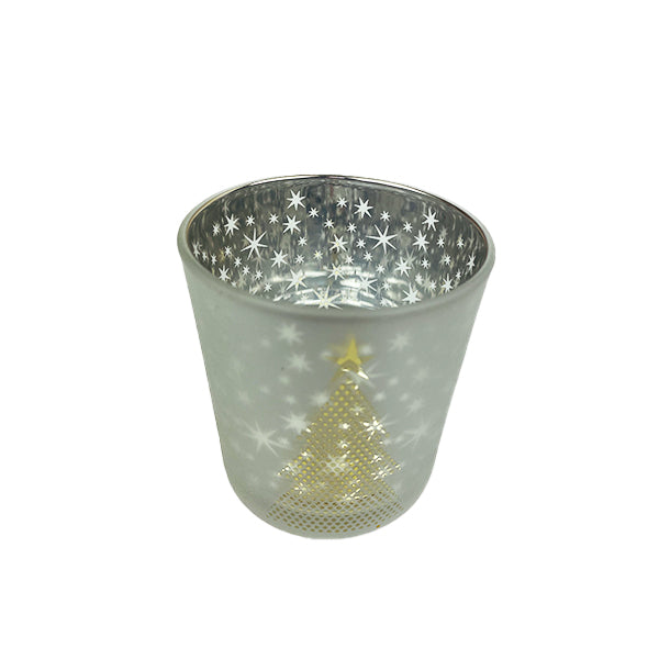 Silver Christmas Tree Glass Candle Jar (Large) image 2