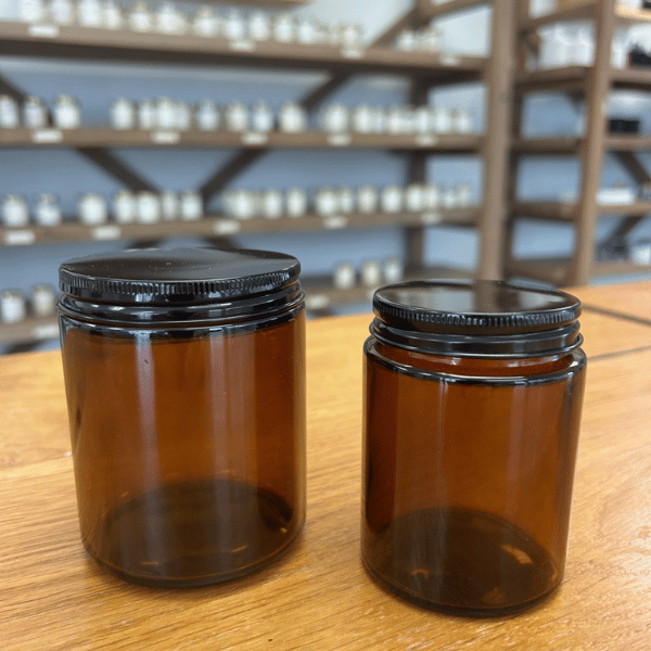 Decoroc Large Amber Jar With Black Screw Top Lid image 3