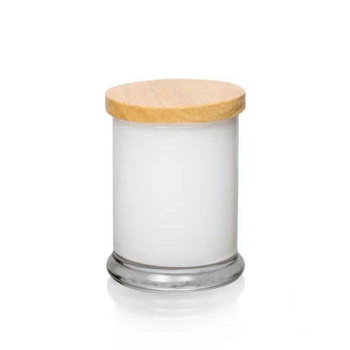 Libbey Status Jar 477 Gloss White with Natural Wood Lid