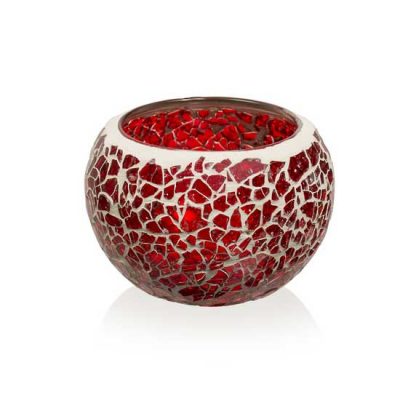 Red Crackle Mosaic Jar