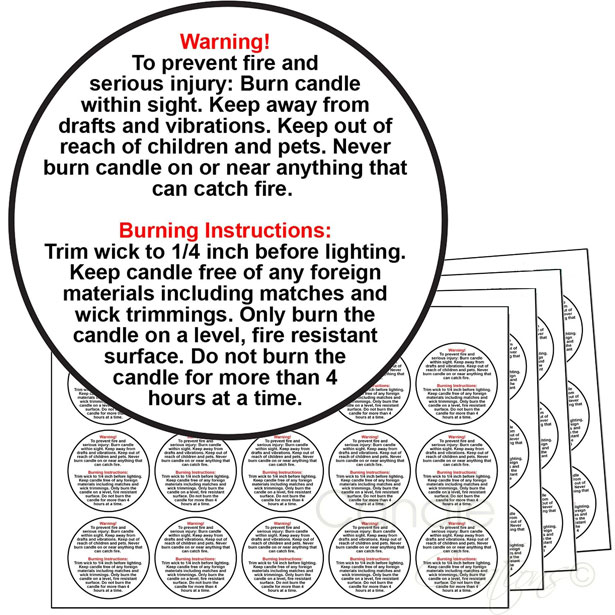 Candle Warning Labels 3CM - Candle Creations