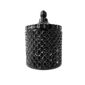 Geo large gloss black candle jar