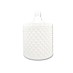 Geo large gloss white candle jar