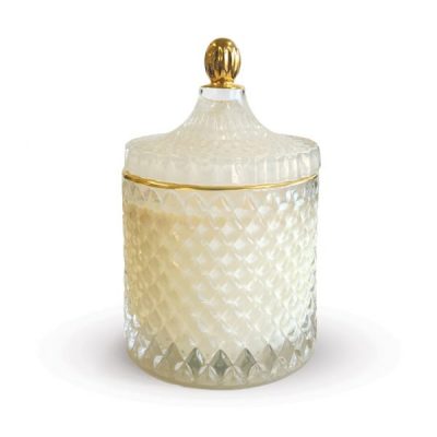 Royal Geo Large White Candle Jar