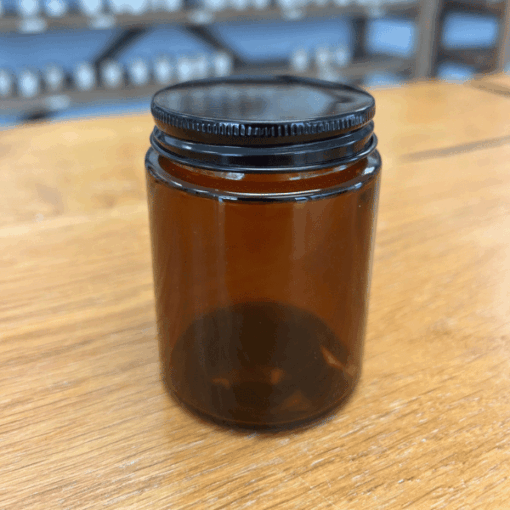 Amber Glass Jar with Black Metal Lid for Candles