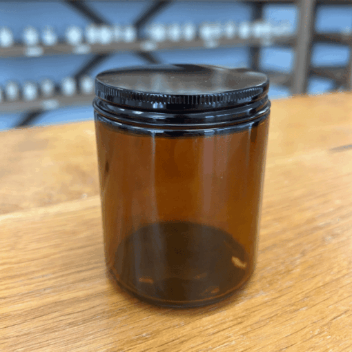 Amber Glass Jar with Black Metal Lid for Candles