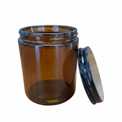 Amber Jar with black metal lid